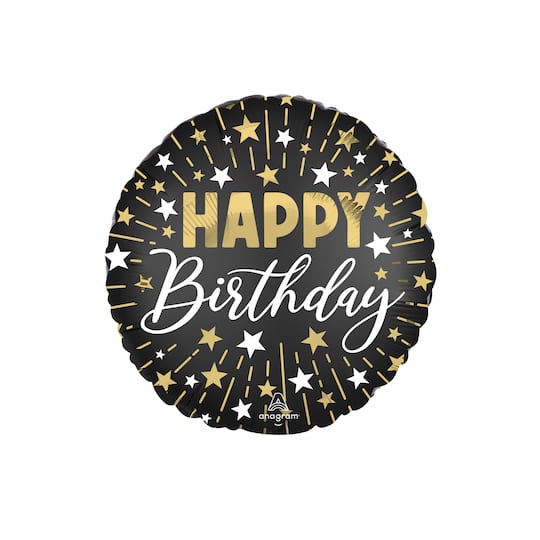 17" Black, Silver & Gold Birthday Balloon By Anagram | Michaels